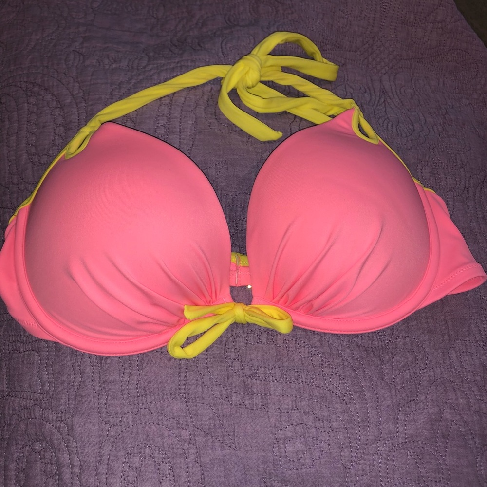Like new VS bright pink and yellow bikini top